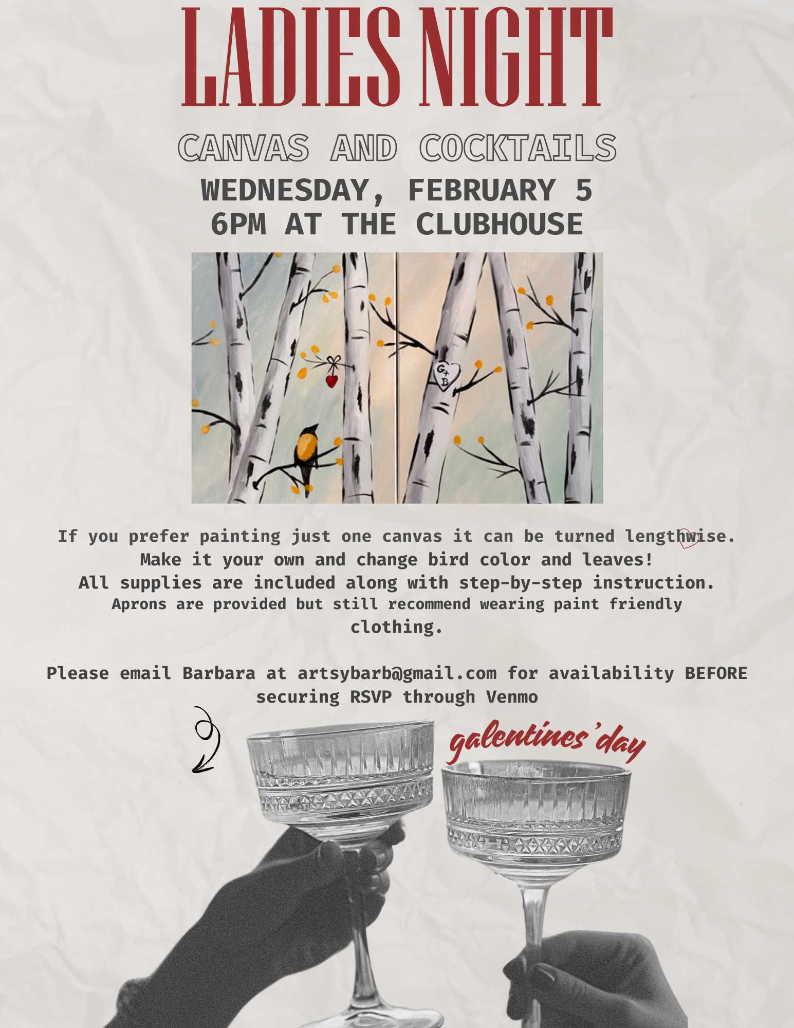 Ladies Night Canvas and Cocktails February