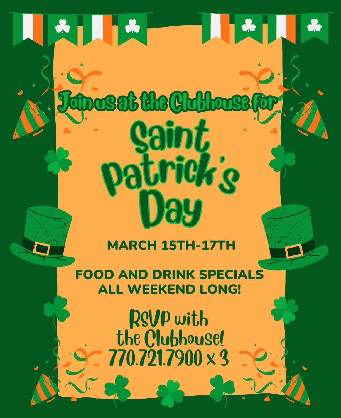 St. Patricks Day Weekend Specials